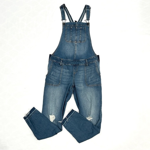 Motherhood Maternity Indigo Blue Stretchy Jean Overalls - Picture 1 of 9